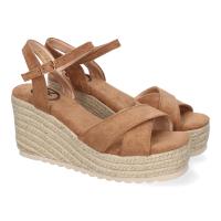 PuntoSalao Sandalias de cuña en yute pala cruzada para mujer kaki KK-989 - details 0