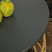 Mesa Auxiliar Set de 2 Mesa de Centro Tejida mano con tablero Terraza de Jardín Ø46 Ø 60 cm Color Arena - details 5