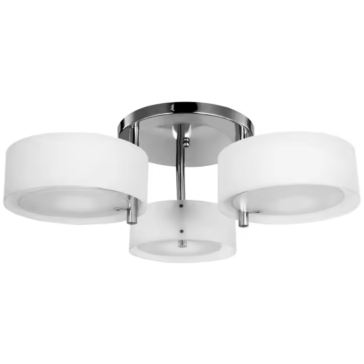 HOMCOM Lámpara de techo lámpara de techo 40W luz 3 luces cromo acrílico E27 blanco cálido Ø64xH20cm - 1