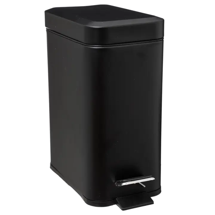 Papelera Negra Rectangular 5L Mat de Metal para Baño Resistente y Compacta - 1