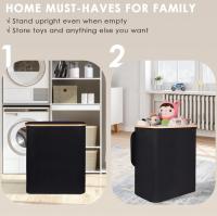 Cesta de lavandería de 140 litros con tapa COLOR BEIGE, cesta de lavandería extra grande con 3 forros extraíbles (3 compartimentos), soporta hasta una semana de ropa para la familia, 22 x 15 x 26 - details 6