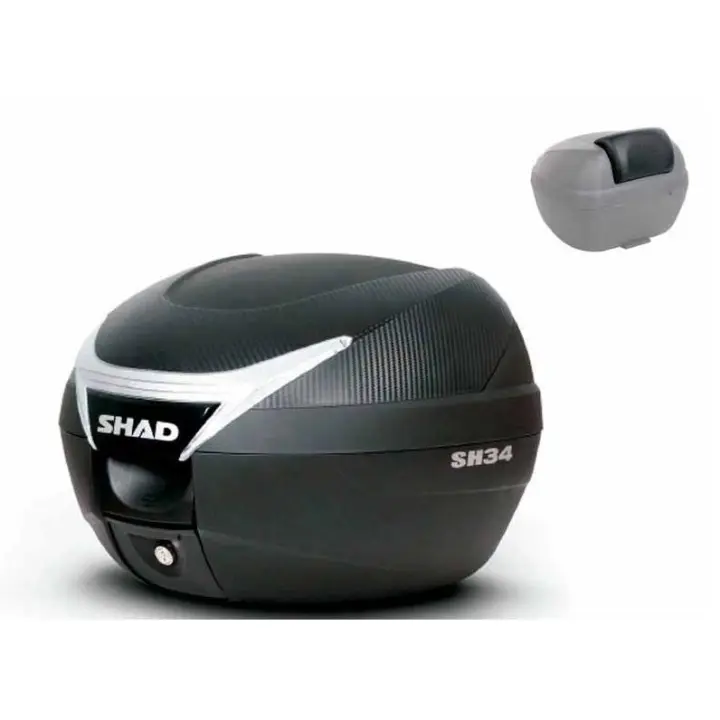 Baúl SHAD SH34 de 34 litros de Carbono con Placa y respaldo universal para motos y scooters - 1