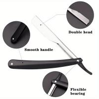 Afeitadora Manual Profesional De Acero Inoxidable Cuchillo De Barba Con 10 Hojas Para Hombres Corte Preciso Y Suave - details 4