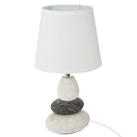 Lampara de mesa  cerámica con 3 piedras de base, 33 cm de alto - 1