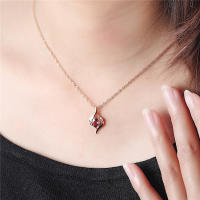 Collar Colgante Rojo De Lujo Con Zirconia Para Mujer Joyería De Moda Romántica Para Novia Caja De Regalo De Apple Regalo De Navidad 2023 - details 4