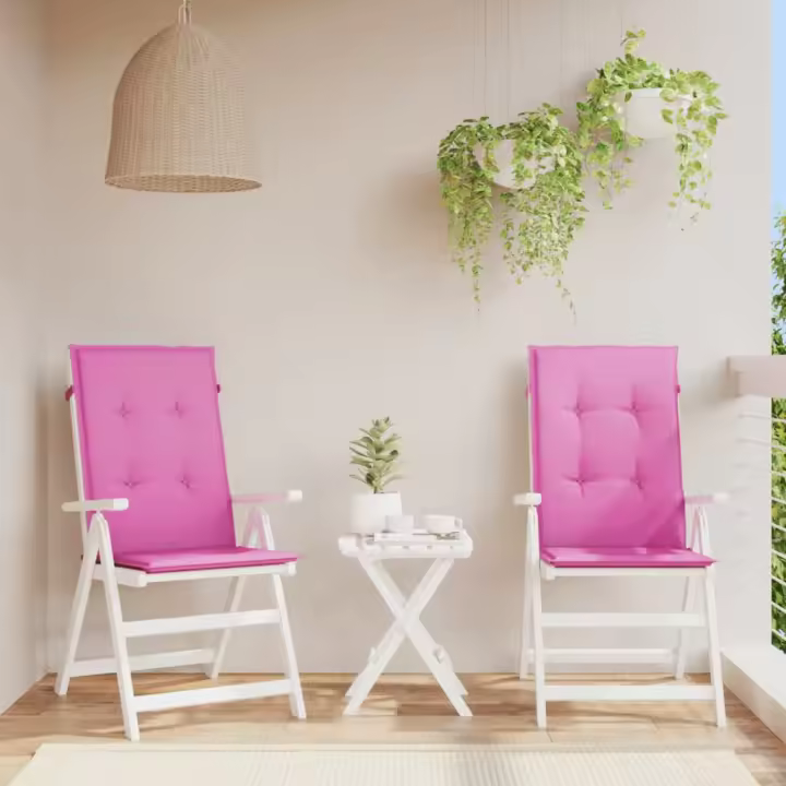 Silla de Jardín respaldo alto 2 UDS lienzo Rosa 120x50x3 cm - 1