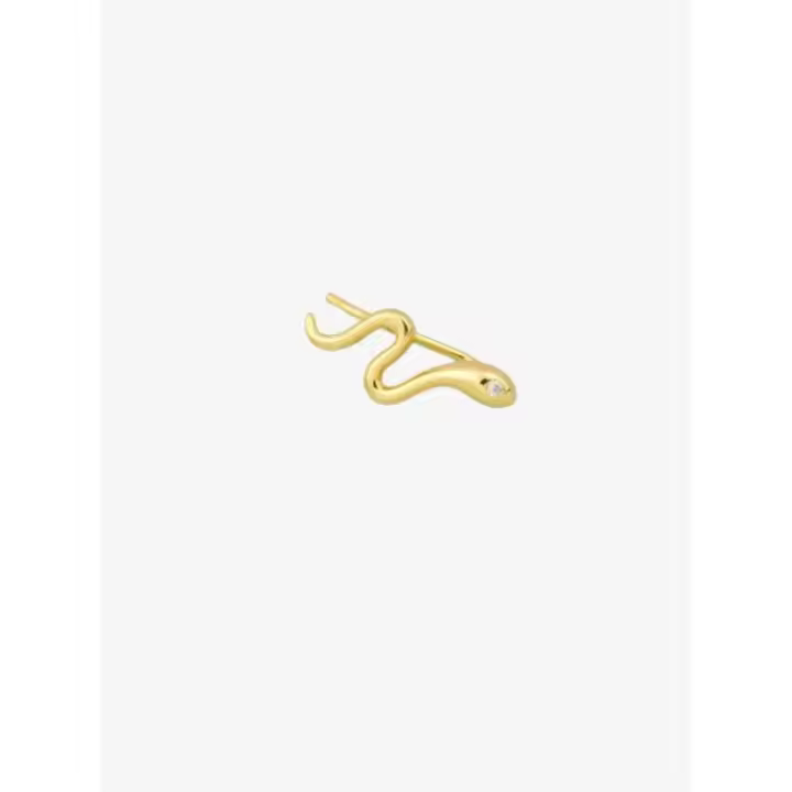 Pendiente Trepador de Serpiente Dorados para Mujer, Diseño Curvo, 16 mm (SE VENDE POR UNIDAD) , Ref: CHP151714C - 1