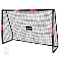 Aktive - Portería de fútbol de acero desmontable, portátil y fácil de montar, medidas 180x120x60 cm, con estructura resistente, red de poliéster y 5 piquetas para fijación en suelo, ideal para entrenamientos y partidos recreativos - details 1