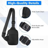 Bolso de hombro, Bolso de pecho impermeable con diseño transpirable, bolsos de hombre with Cremallera, Viajes, Pure Negro - details 1