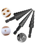 Juego De 3 Piezas De Brocas De Escalera Hexagonales Negras Con Mango Para Reamado Y Apertura De Agujeros Herramienta Pagoda Negra Para Carpintería DIY - details 0
