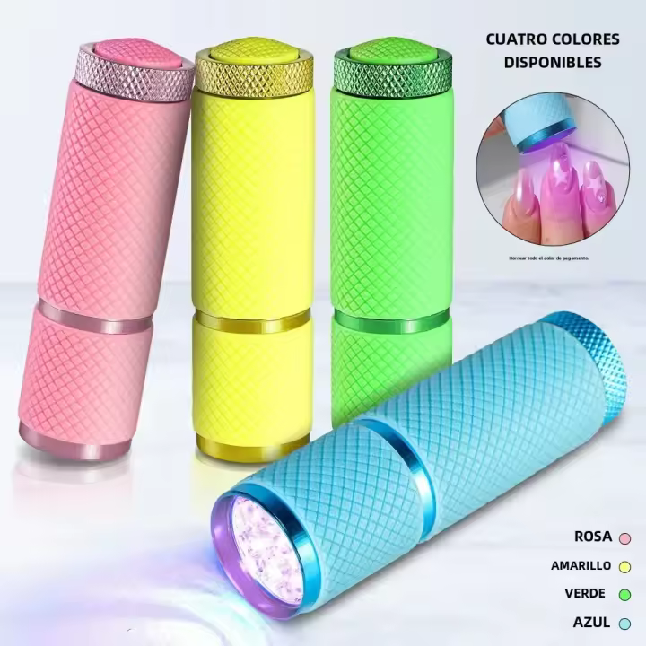 Secador De Uñas LED Eléctrico Portátil 1Pc En 4 Colores ( Rosa Azul Amarillo Verde ) Para Pólen De Gel Secado Rápido Manicura - 1