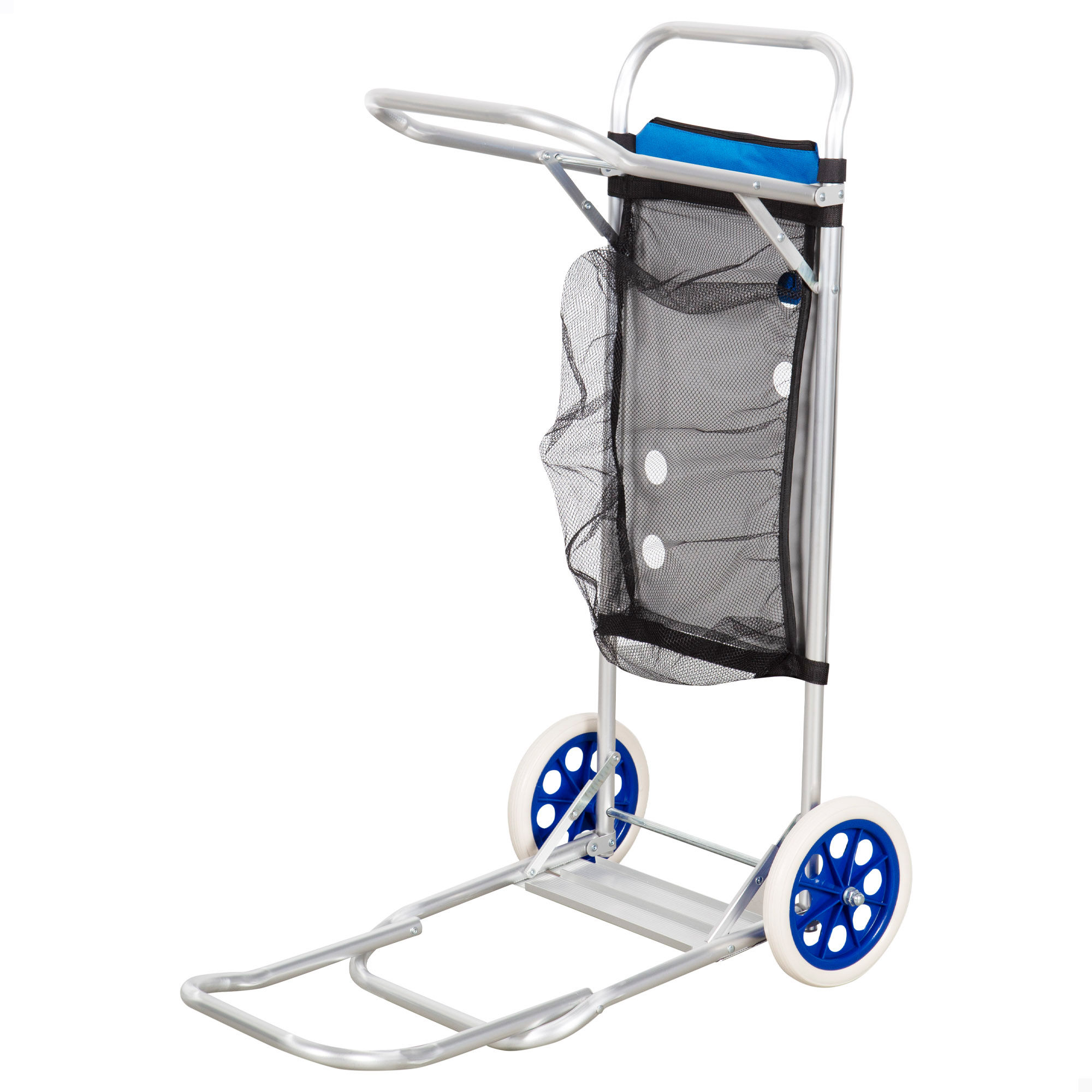 AKTIVE Carro mesa playa, 42x100x50 cm, Con bolsillo y rejilla auxiliar, Soporta 20 kg, Carro transporte playa, Carro para playa, Carro playa ruedas grandes, Carrito plegable transporte, Carro portasillas playa, Carro de playa, Carro playa plegable