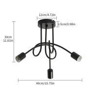 Lámpara De Techo Moderna Nórdica Creativa En Negro Para Sala De Estar Y Dormitorio 3-Luz E27 Metal Retro Lámpara De Techo Auto-contenida Sin Bombillas Incluidas - details 5