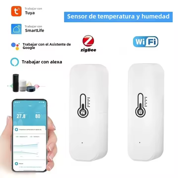 Sensor De Temperatura Y Humedad Zigbee WiFi Tuya Compatible Con Alexa Y Google Assistant Para Hogar Inteligente Medidor Smart Life - 1
