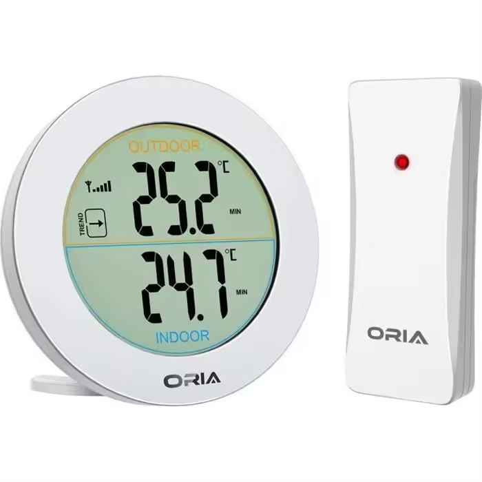 Termómetro de Interior inalámbrico, LCD pantalla, Tendencias de Flechadas para Exterior (°C °F-), Register de Valores mínimo y máximos. - 1