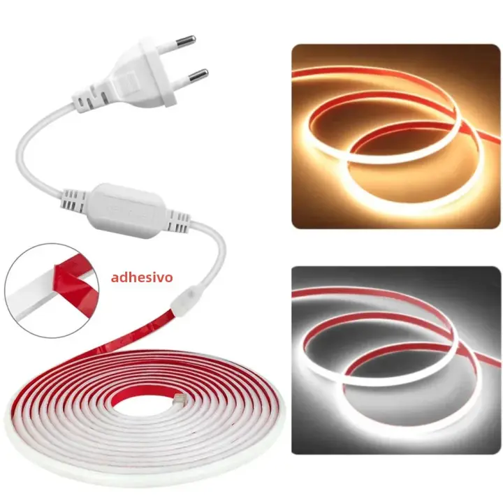 Tira LED COB Adhesiva De Alta Brillo 220V Para Iluminación De Jardín Al Aire Libre Y Habitaciones Resistente Al Agua Y Flexible - 1