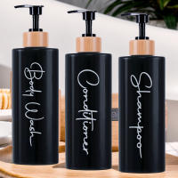 Juego De 3 Dispensadores De Shampoo Y Condicionador Recargables Para Ducha Y Baño Botellas De Jabón Con Etiquetas Blancas/Negras 500ml - details 0