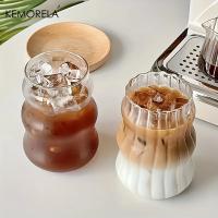2/4/6PCS Vaso De Vidrio INS Resistente Al Calor Tumbler Bebida Transparente Taza De Café Leche Jugo Agua Para El Hogar Vaso De Cerveza Con Rayas - details 3