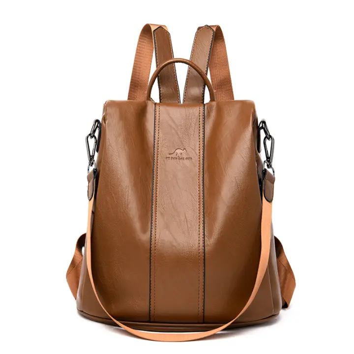 Mochila De Piel antirobo para Mujer, vintage Bolso de Hombre, mochila Viaje Alta capacidad, - 1