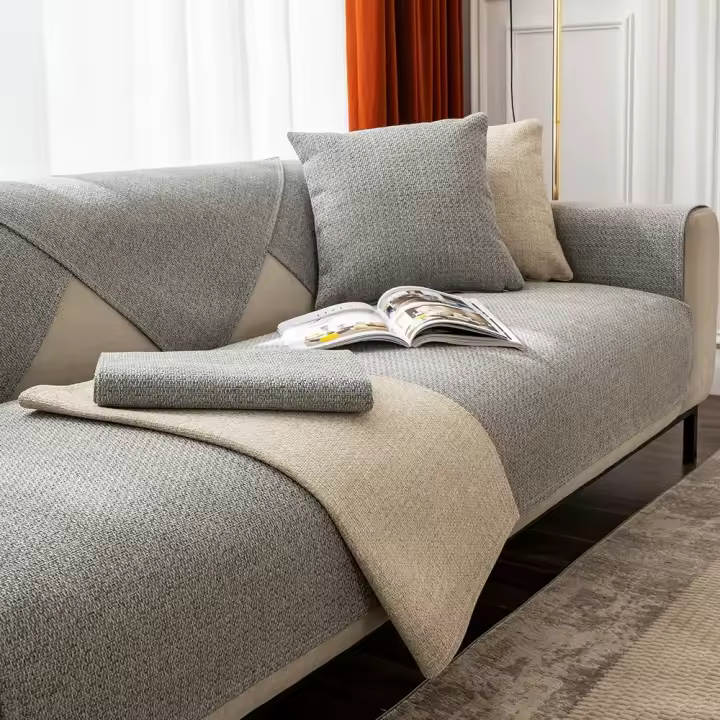 Cubierta De Sofá De Algodón Y Lino Universal Para Todas Las Estaciones Antideslizante Impermeable Para Sala De Estar Cubierta De Polvo Para Muebles - 1