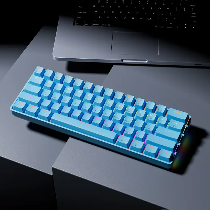 Teclado Mecánico De Juego USB MUCAI MK61 61 Teclas Switches Rojos Cableado Desmontable Retroiluminación RGB Intercambiable Caliente - 1