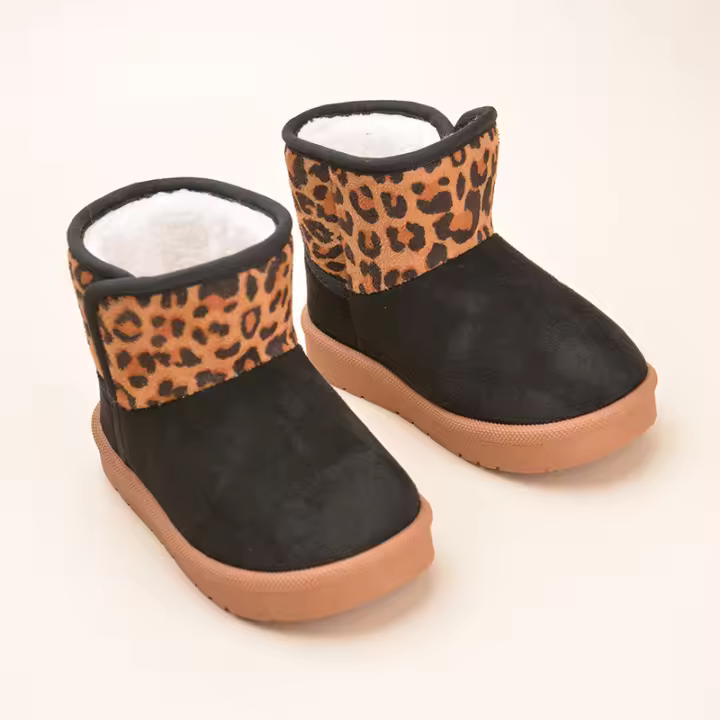 Botas De Tobillo Con Estampado De Leopardo Para Niños Y Niñas Invierno Nuevas De Algodón Con Forro De Poliéster EK9S210 - 1
