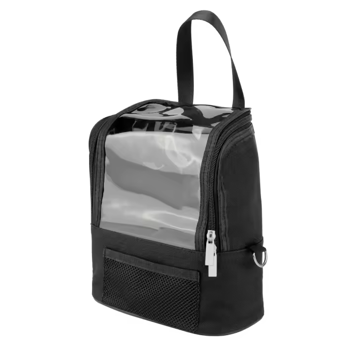 Bolso Portátil De PVC Para Maquillaje Gran Capacidad Transparente Semi-Transparente Estilo Exterior Organizador Diagonal Negro - 1