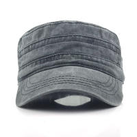 Gorras militares de algodón lavado Gorras de cadete del ejército Diseño único Gorra vintage de parte superior plana - details 0
