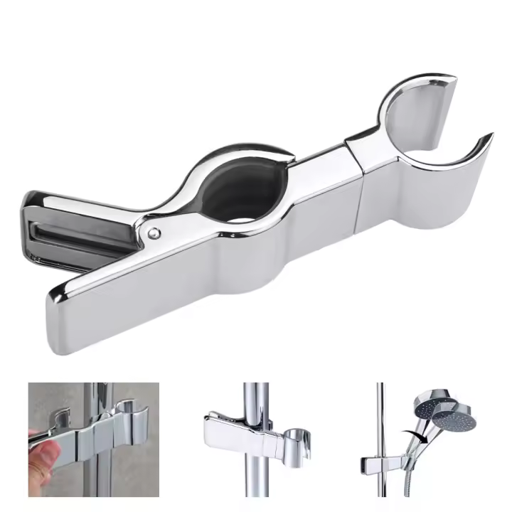 Soporte para la rotación de 45 °, soporte universal para Riel de 18-25mm, soporte para Ducha, poste deslizante para Ducha de Baño de repuesto(Plata) - 1