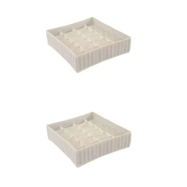 Juego de 2 Organizadores de Cajones Baños Boutique - Organizador Plegable para Calcetines, Ropa Interior, Corbatas, Cinturones - Beige - 1