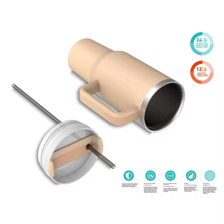 taza aislada. 1,2 L (10 colores) y té, se pueden transportar manualmente en el coche: acero inoxidable con tapa. Un café o té caliente. - 1