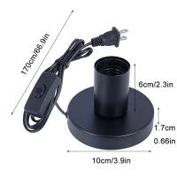 Soporte De Luz Metálico Para Bombilla E27 Con Interruptor Y Cuerda 2PCS Base De Mesa Negra Para Habitación Material Metal - details 1