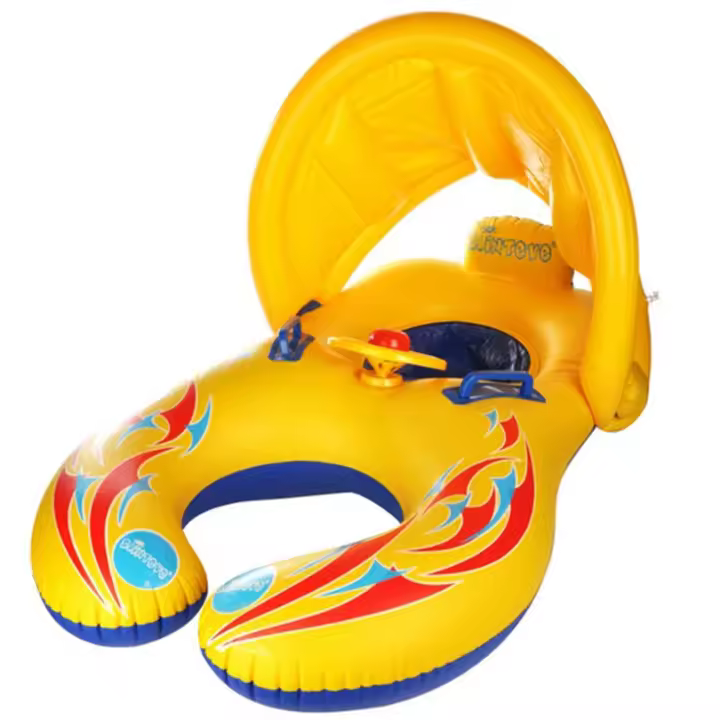 Anillo Inflable De Natación Para Niños Y Bebés Seguridad En La Piscina Asiento Flotador Para Juegos De Agua Chico Y Niña Entrenador De Verano Color Amarillo - 1