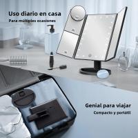 Espejo De Maquillaje LED Trifold Con Pantalla Táctil Iluminado Y Magnificación 1x/2x/3x Estación De Trabajo USB Para Belleza - details 0