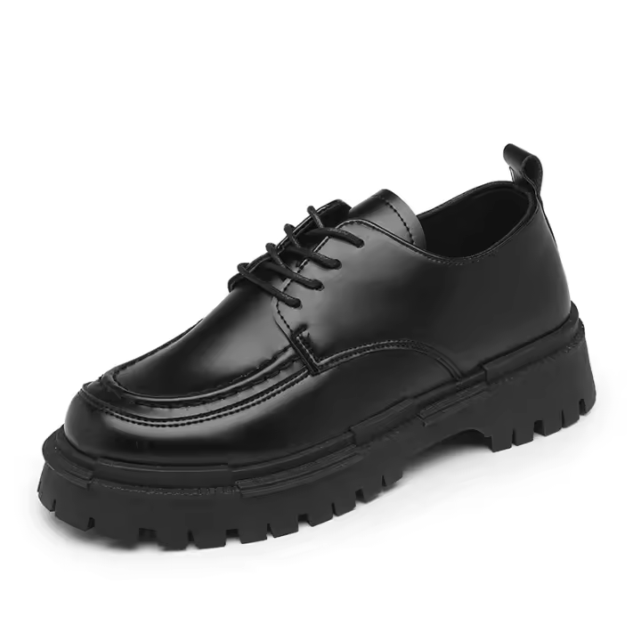 Zapatos De Cuero Para Hombre Estilo Británico Verano/Otoño Con Cordones Casual Plataforma Antideslizante Punta Redonda Zapatillas Hombre - 1