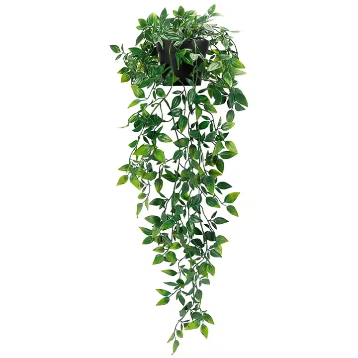 Paquete de plantas colgantes artificiales, plantas falsas en maceta para interiores y exteriores, decoración de pared de estante, 1 paquete - 1
