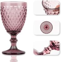 ARISE SHOP-Set 6 Copas vino,Copa de Vidrio de Color Azúl,Rosa y Transparente,Copa cristal La Mediterránea Sidari 350ml,Tazas de Vidrio Transparente Alto para Fiesta, Boda - details 1