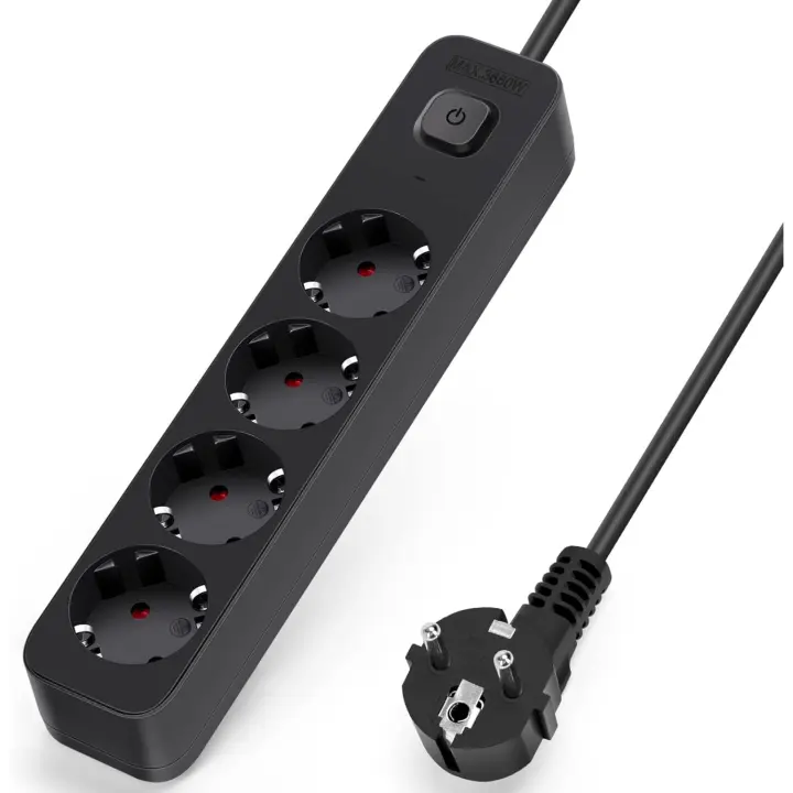 Aigostar Regleta Enchufes, Alargador Enchufe de 4 Enchufes con Interruptor - 1
