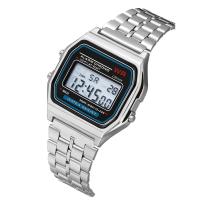 Reloj Electrónico Clásico Y Moderno Cuadrado Para Hombres Y Mujeres Estilo Pareja Pulsera De Acero A159 Ge Resistente Al Agua - details 3