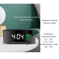 Reloj De Alarma Multifuncional Con Pantalla Curva LED Espejo Mostrador De Tiempo Temperatura Y Humedad DC De Inserción - details 9
