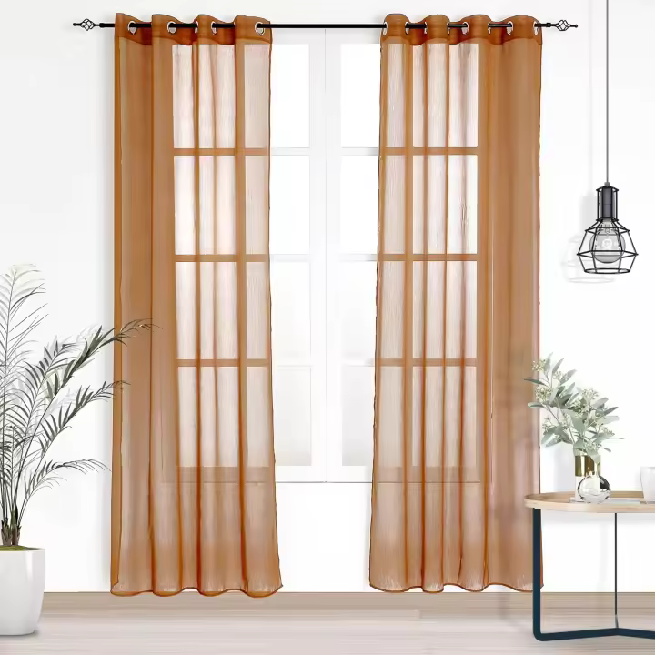 Shoppe house - Cortinas Translúcida para Salón Dormitorio de 140 x 260 cm - Visillo Transparente Color Liso con Ojales de Poliéster - 1