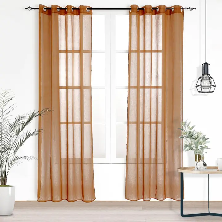 Shoppe house - Cortinas Translúcida para Salón Dormitorio de 140 x 260 cm - Visillo Transparente Color Liso con Ojales de Poliéster - 1