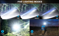 Linterna Recargable De Alta Luminosidad 990000 Lumen LED Brillante Con 5 Modos Potente Y ImpermeableLinterna De Distancia De Iluminación > 500 Metros - details 4
