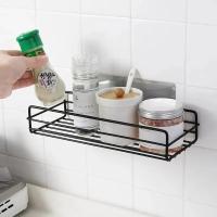 Estante De Almacenamiento Para Baño Y Cocina Organizador Negro Estante De Esquina Sin Perforar Hecho De Hierro Para Ducha - details 0
