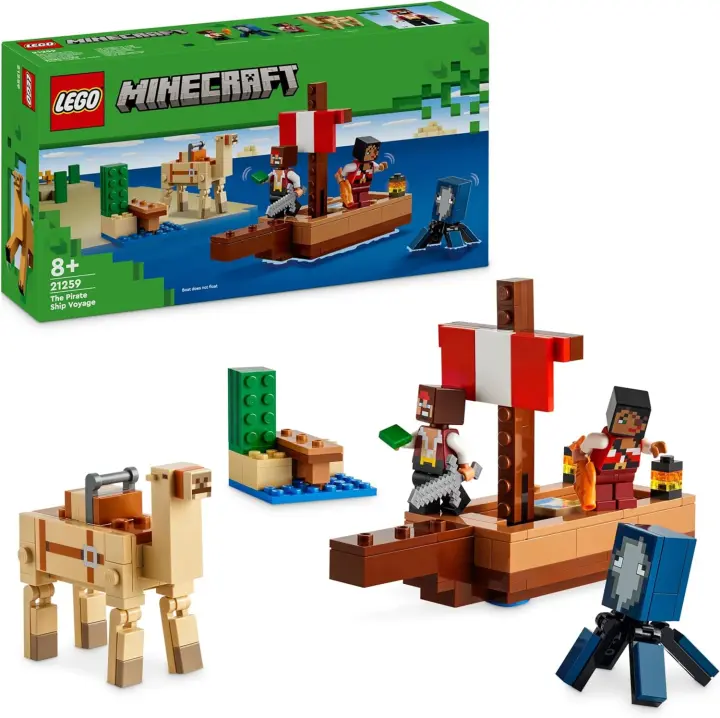 Pirata de Juguete con Figuras de Animales Pez, Calamar, Camello y Minifigura de Piratas + 8 Años Lego 21259 - 1