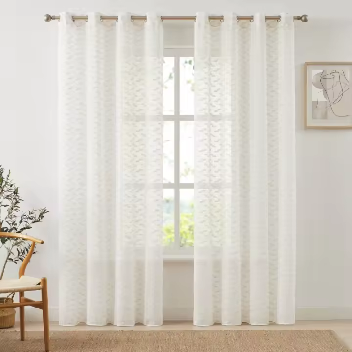 Visillo Jacquard Tramas con Ollaos, VD-5374, 140x265 cm, 97% Poliéster, Color Crudo, Camaltex - 1