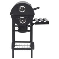 vidaXL Parrilla de barril ruedas y estantes acero negro 115x85x95 cm - details 2