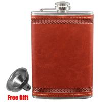 Flasque De Hips Con Taza 9Oz De Acero Inoxidable Para Licor Regalo Para Hombres Set De Alcohol Con Cuero PU Y Botiquín Portátil Para Exteriores Whiskey - details 0