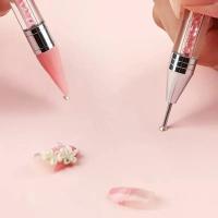 1Pc Art White Dual-head Wax Pen Con Adornos De Diamante Y Herramienta Para Colocar Cuentas De Cristal En Manicura - details 3