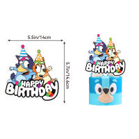 Set De Decoración Para Cumpleaños Bluey Serie Azul Y Rosa: Vajilla Desechable Bandera De Fiestas Globos Topper De Pastel - details 2